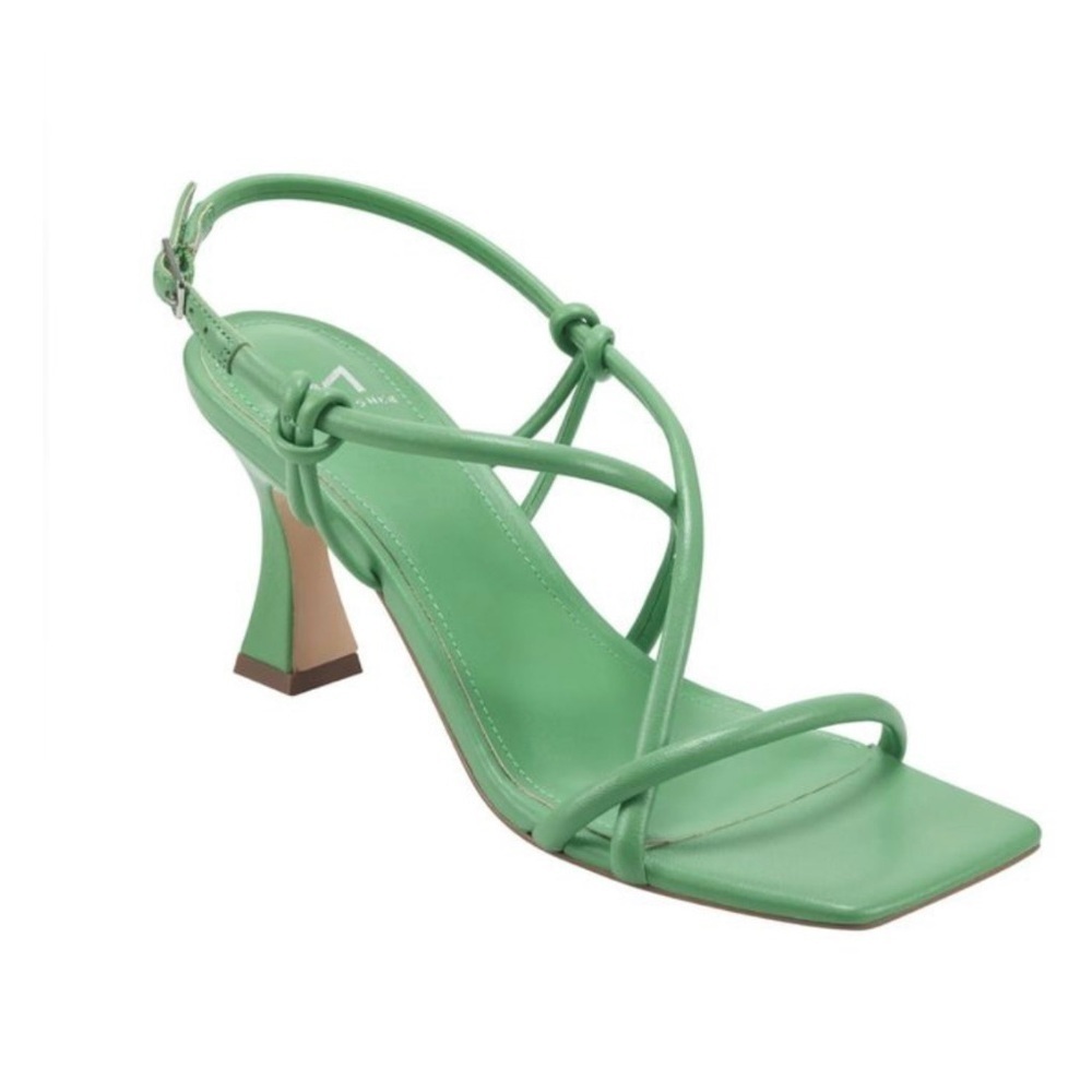 Marc Fisher Dayne Slingback Heeled Leather Sandal in Green - NWT